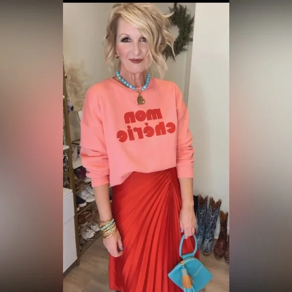 DKNY Vibrant Red A-Line Pleated Skirt - Picture 3 of 13